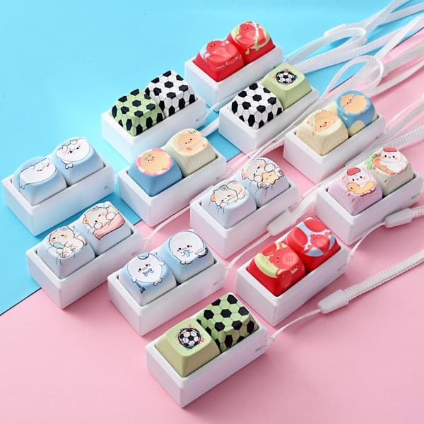e Tecknad Fidget Keycap Nyckelringar Bedårande Djurmönster För A2