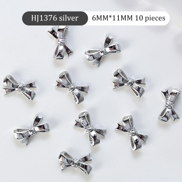 10 st 3D mini metallband Bowknot Nail Art Pearl Rhinestones D HJ1376