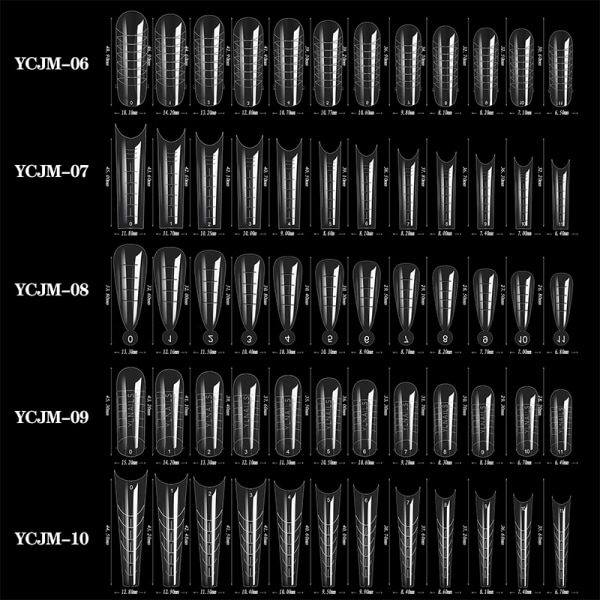 60 Stk ABS Forlængelse Nail Forms For UV Gel Polish False Nail Art 15