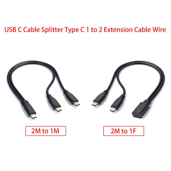 USB C-kabeldelare Typ C 1 till 2 förlängningskabel för PC A