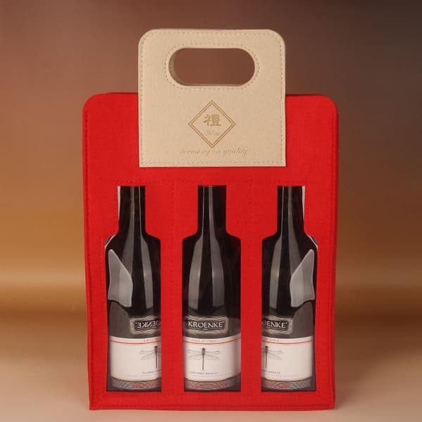 Non-woven Fabric With Handle Wine Gift Bag With Transparent Win A1