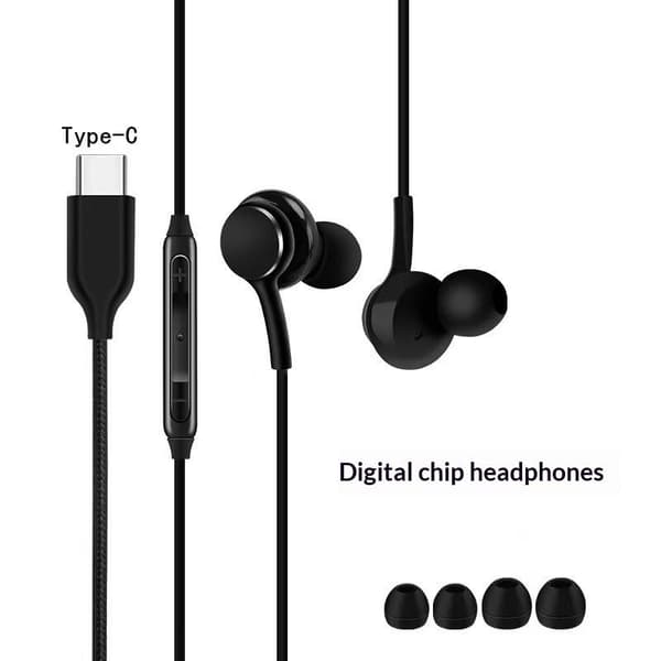 USB-C kablede ørepropper In-Ear hodetelefoner Mikrofon HiFi stereolyd -Fr A3