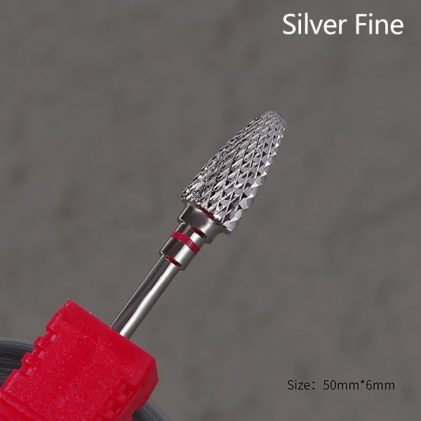 Tungsten Steel Nail Art Drill Bit Gel Pedicure Fjernelse Rotary M F Silver