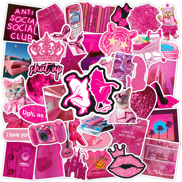 50 st Barbie rosa tecknad graffiti-klistermärke Gitarr resväska