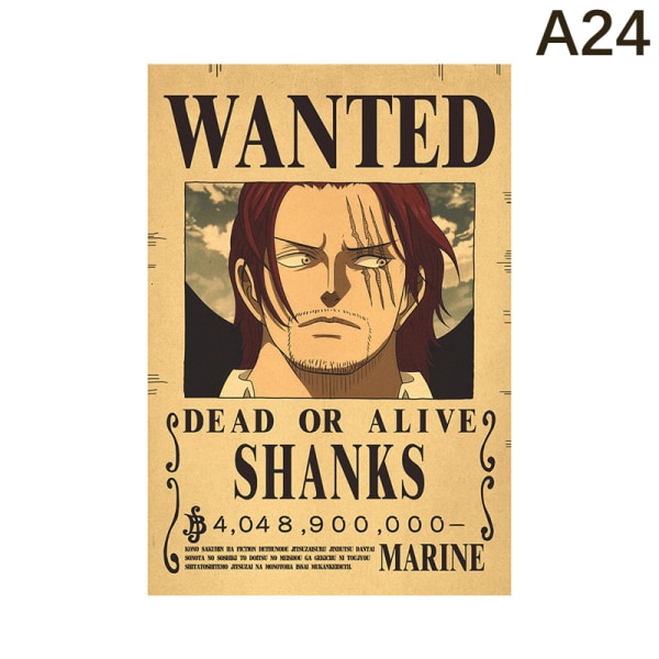 Anime Luffy Wanted Bounty Kraft Paper Juliste Koristeellinen maali A24