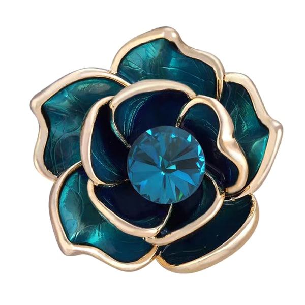 Sininen tekojalokivi Camellia Flower -rintakorut naisille emalineula E