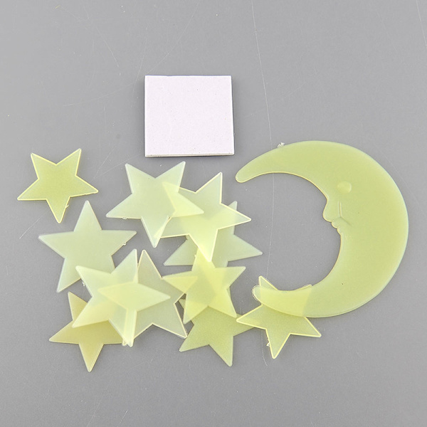 Tecknad Moon Star Noctilucent Glow In The Dark Plastvägg Sti