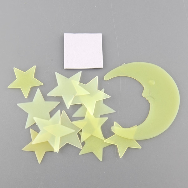 Tegneserie Moon Star Noctilucent Glow In The Dark Plastic Wall Sti