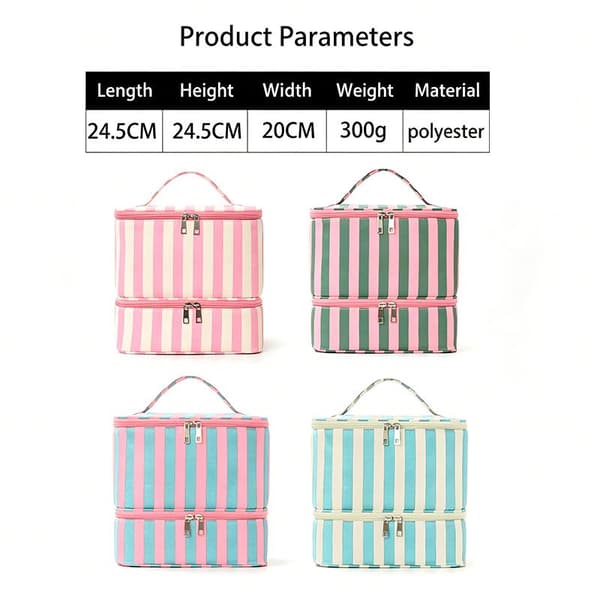Dubbelskikts nagellacksförvaringsväska, eterisk oljeväska, bärbar Blue pink
