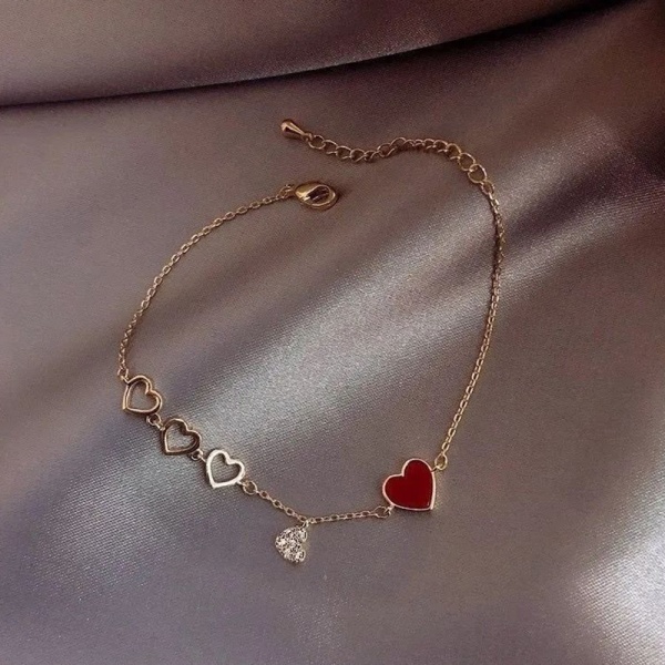 Simple Love Armbånd Kvinne Rose Gold Wild Red Peach Heart Luck White