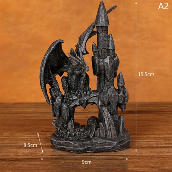 Castle Dragon Ornament Creative Dragon Sculpture Resin Decorat A2