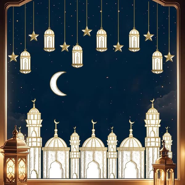 Eid-ikkunatarrat Ramadan-koriste Eid Mubarak -sisustus kotiin A6