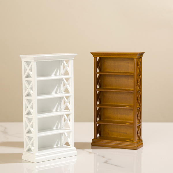 1:12 Dukkehus Miniature Bogreol Opbevaringsskab Spisebord B