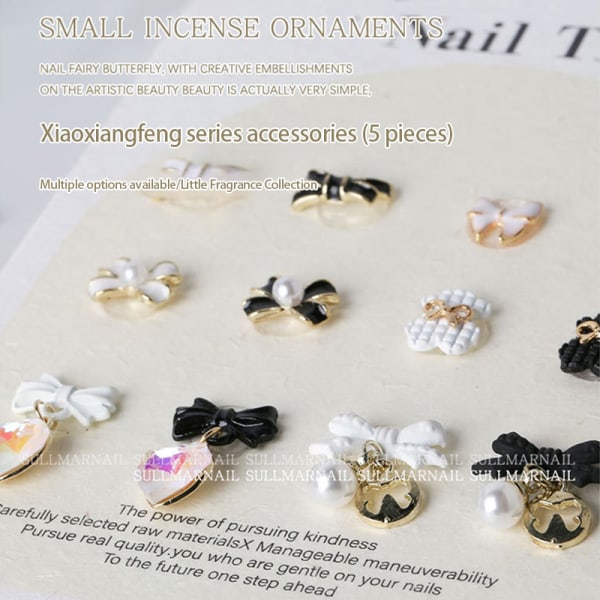 5 stk. Bow Pearl Pendant Nail Diamond Advanced Stereoscopic Nail HJ-1754