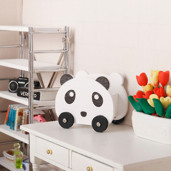 1:12 Dockhus Miniatyr Panda Trolley Giraffe förvaringskorg F Panda
