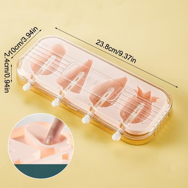 Store Popsicle Silikonformer 4 Hulrom Oval Hjemmelaget Iskrem 2