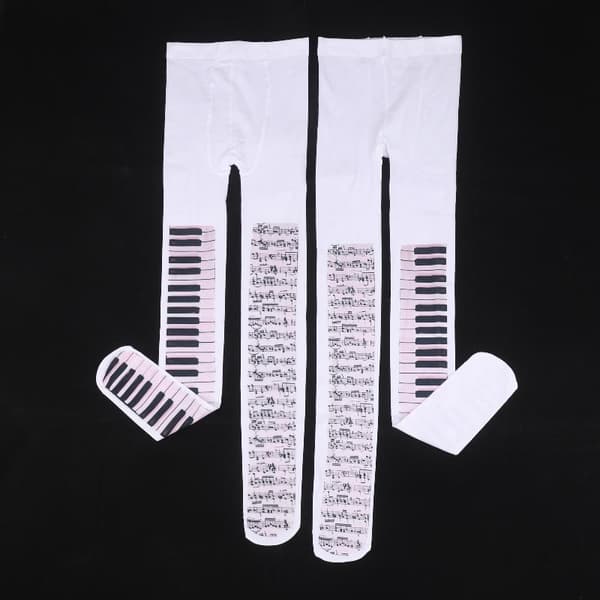 Kvinner Sexy Piano Noter Strømper Kvinnelige Lårhøye Strømper Single-sided