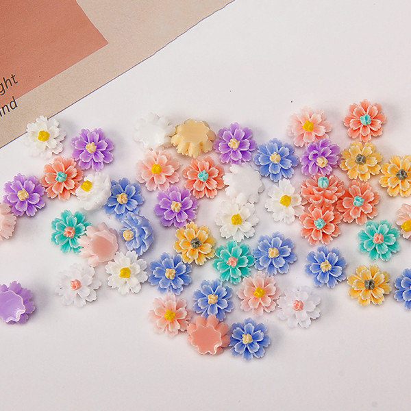 50 stk 3D Mini Flower Flatback Resin tilbehør DIY Craft Phone 04
