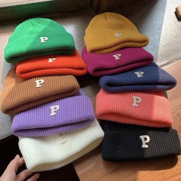 Varm Beanie Hat Ensfarvet Dame Mand Stretch Stretch Hæklet B Black