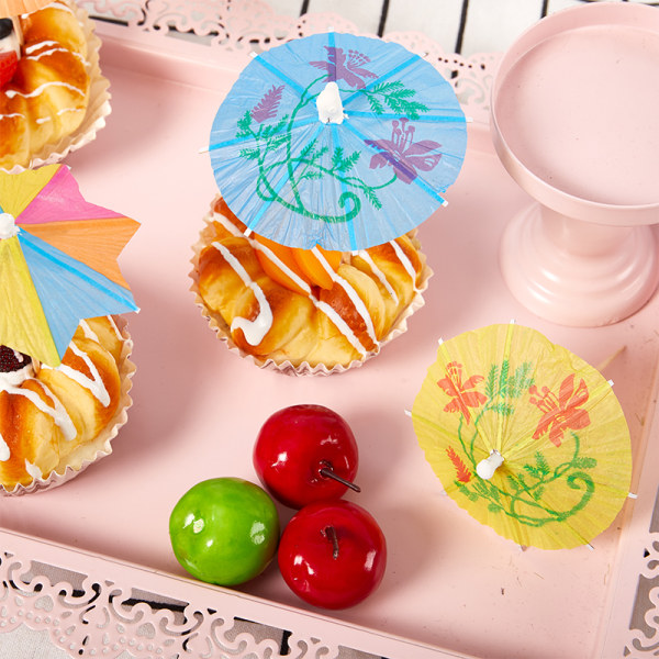 20-50st Multi Colored Paper Cocktail Paraply Mini Party Dri C
