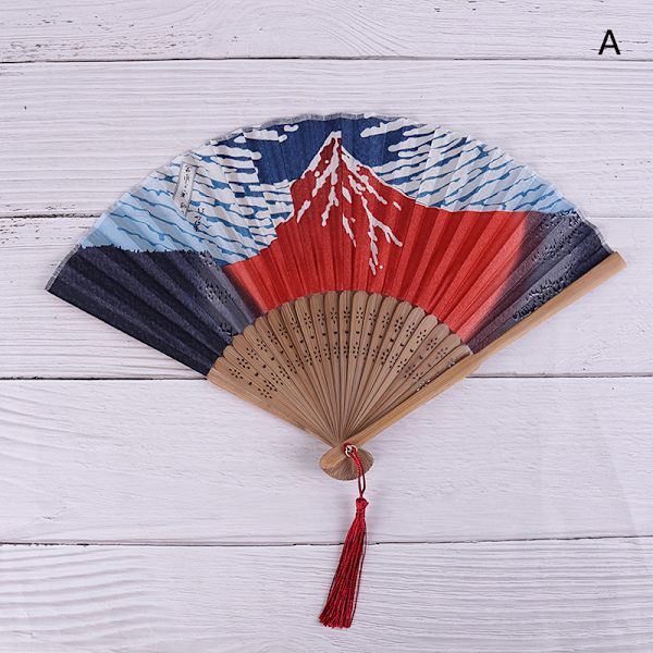 Silke Hånd Fan Mount Fuji Kanagawa Waves Folding Fan Pocket Fan A