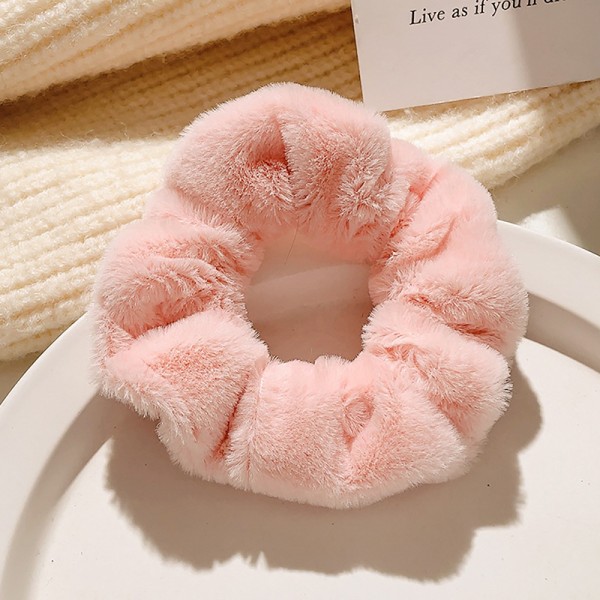 1 STK Hår Scrunchies Plysj Elastiske Hårbånd Hestehale Scrunchi Apricot