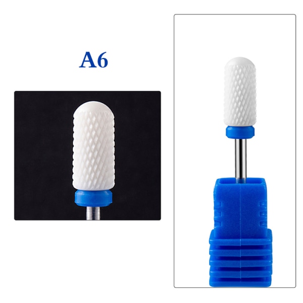 1 STK Keramisk Tungsten Nail Drill Bits Fil for elektrisk manikyr A6