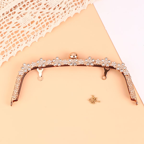 1 Stk 22CM Arch Flower Diamond Metal Making Kiss Clasp Purse Fram Gold