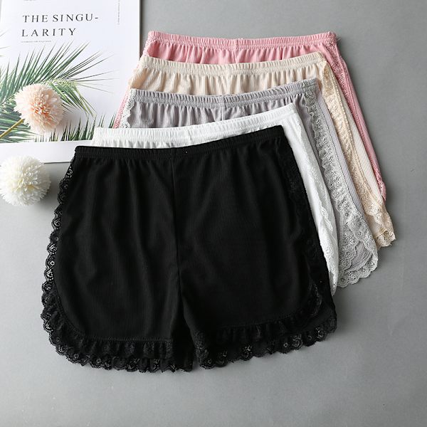 Kvinder Forår Sommer Samme farve Side Blonde Sikkerhedsshorts Bukser Sw White