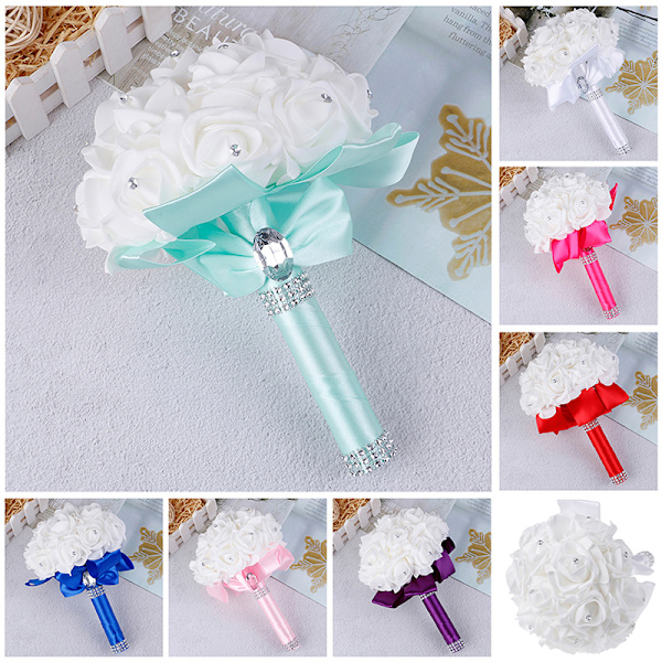 Crystal Roses Perle Brudepike Bryllupsbukett Brude Artificia White