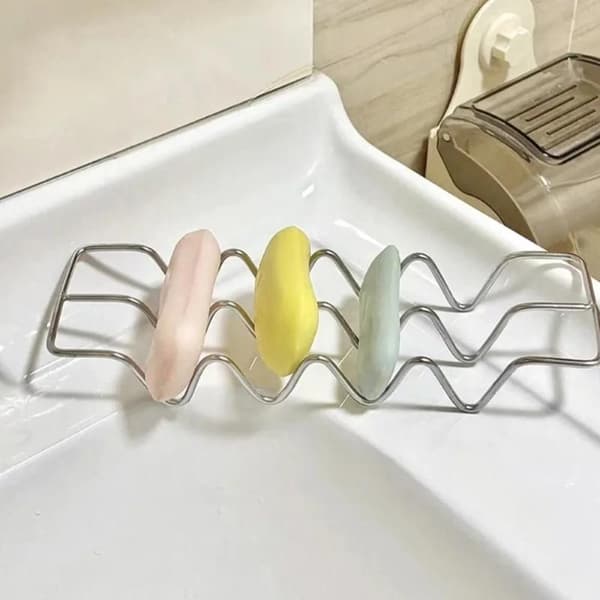 Minimalistisk såpeskålholder i rustfritt stål med drenering Silver
