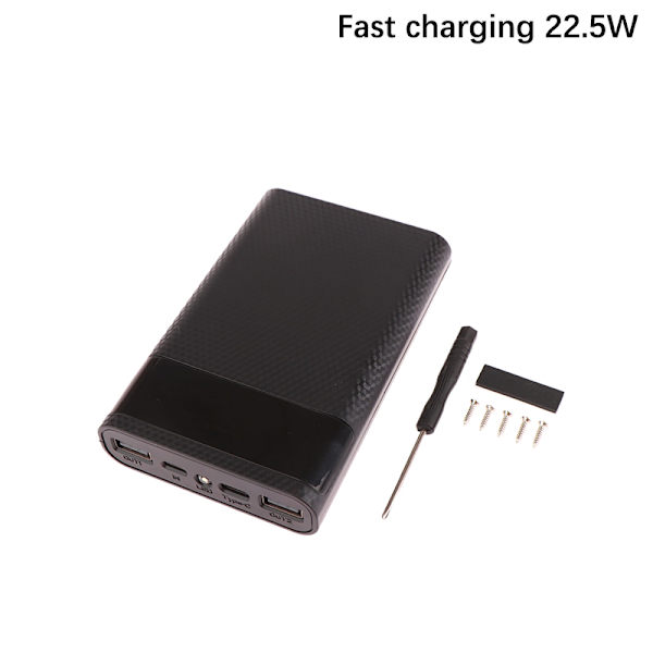 4*18650 Power Bank Case 15000mAh Batterilading Oppbevaringsboks DIY Black 22.5W