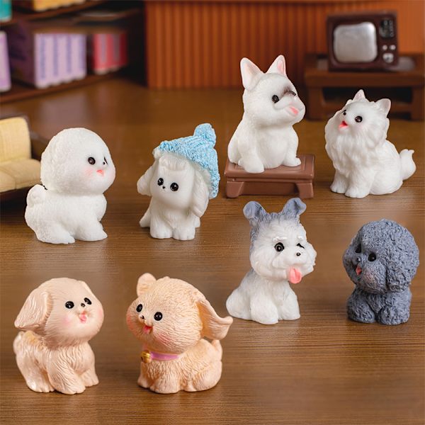 e Resin Hundvalp Djur Miniatyrfigur Hemprydnad i kruka 12