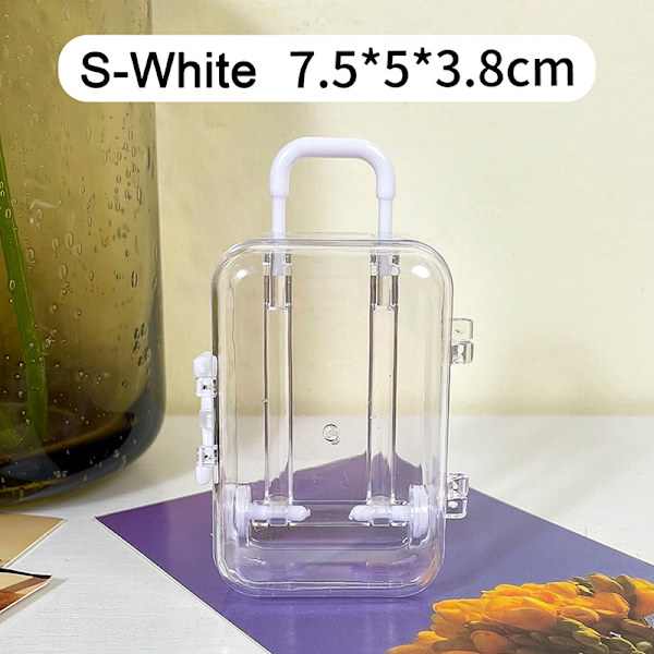 Mini Matkalaukku Style Storage Box Korujen säilytyskotelo Case N S-Transparent&White