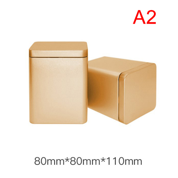1 stk tedåser Firkantet metalemballage Opbevaringsboks Etui Lille dåse Champagne 11cm