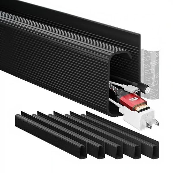 40 cm PVC kabelbakke under skrivebordet uden boring ledningsskjuler Black