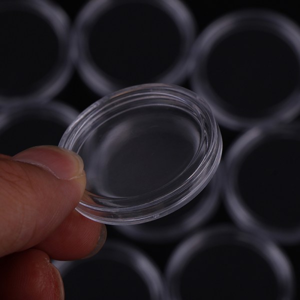 10 kpl 32 mm muovinen pyöreä kirkas kotelo kolikon säilytyskotelo