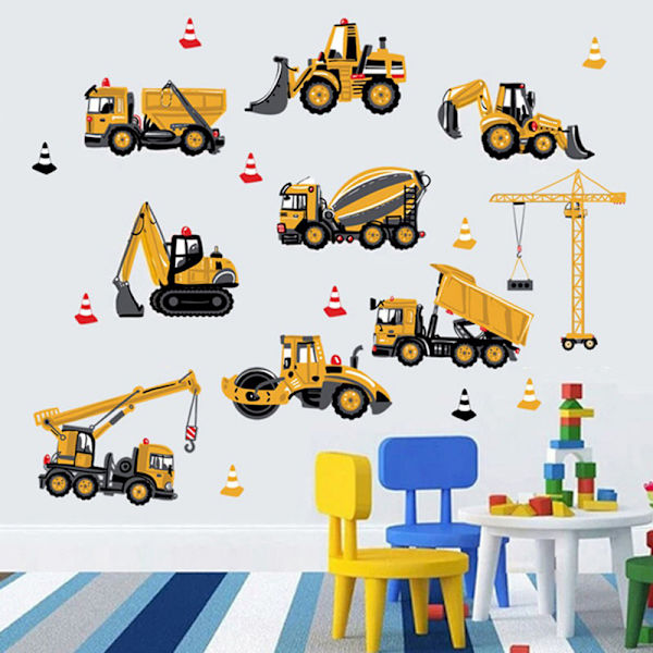 DIY Wall Sticker Transport Biler Lastebil Digger Barnerom Dekor