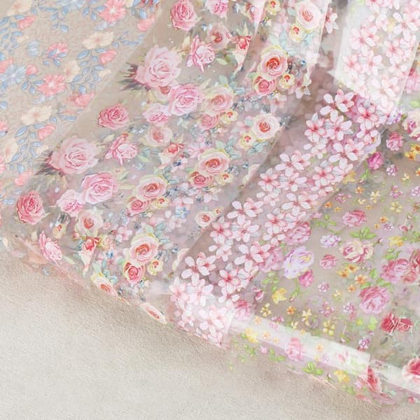 4*50cm Blomrosmönster Nagelfolier för Överföringspapper A7