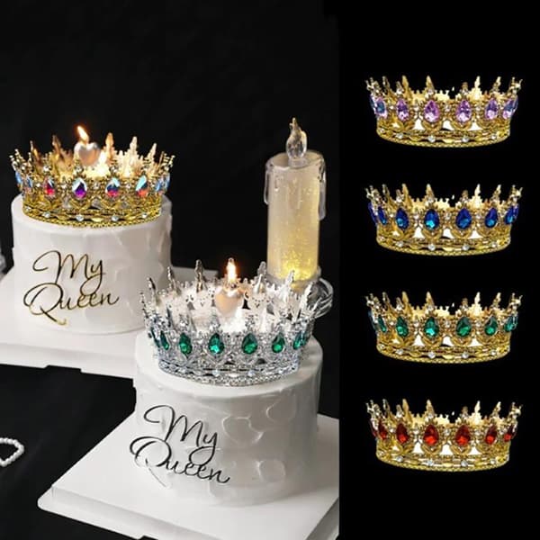 Krone Tiara Kake Topper Krystall Perle Cupcake Topper Festkake Silver