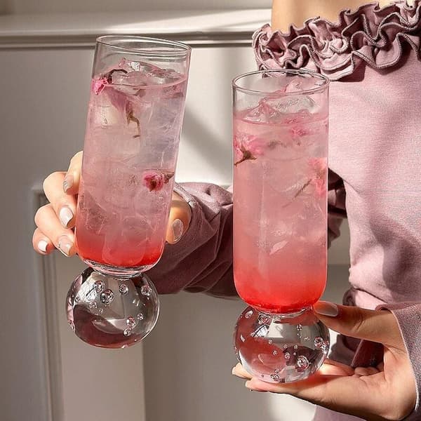 1 stk. lige glaskop med kuglebakke kaffe mælkeglas boble 1PCS