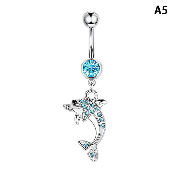 Rosa sirkon navle ringer i rustfritt stål Sexy Dangle Nave A5