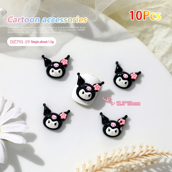 10kpl Sarjakuva Kuromi Kiti Kissan ja Koiran Nail Diamond Resin Wearin DZ791-18