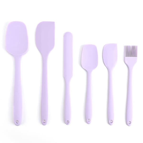 6 stk silikonspatelsett, matkvalitets non-stick varmebestandig spatel A6