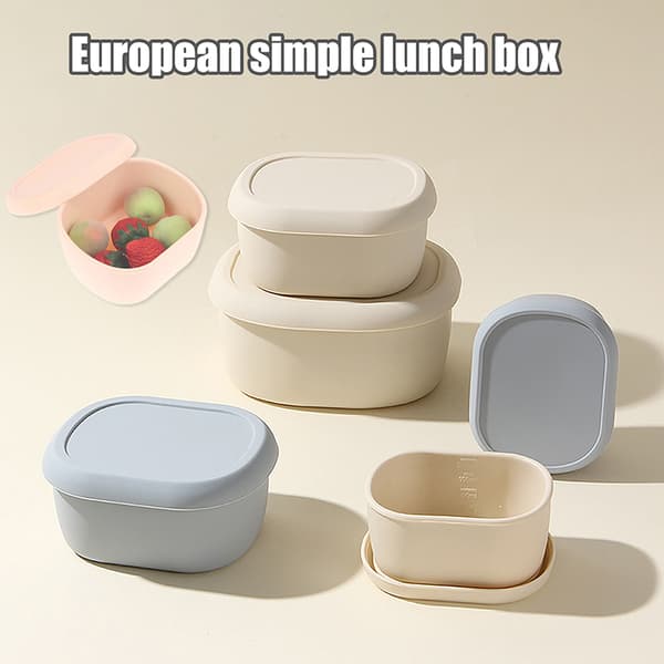 Silikon Bento Bokser Matbokser Oppbevaringsbeholder Friskholdende Blue 300ML