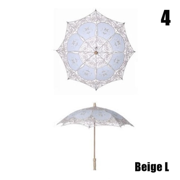 Blonde Parasol Paraply Bryllup Elegant Broderi Paraply Beige L d85b | Beige  | L | Fyndiq
