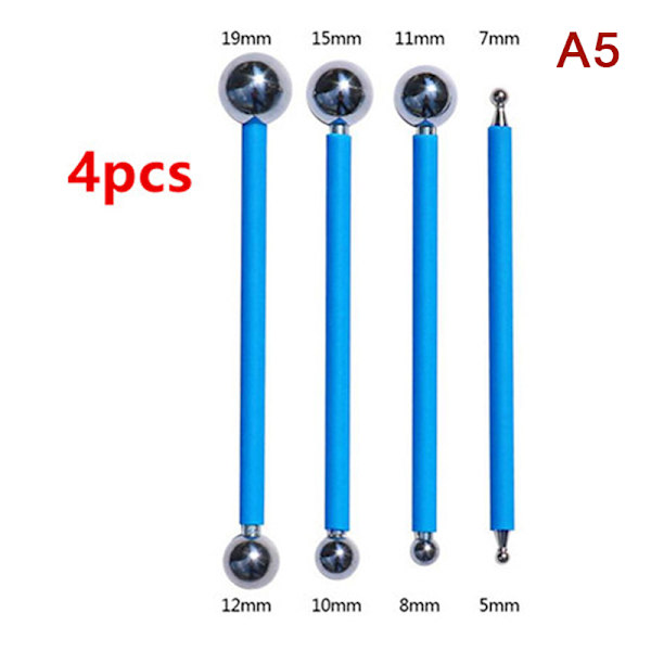 1/4 stk Professionelt gør-det-selv rustfrit stål Polymer Clay Tools Fyld A5