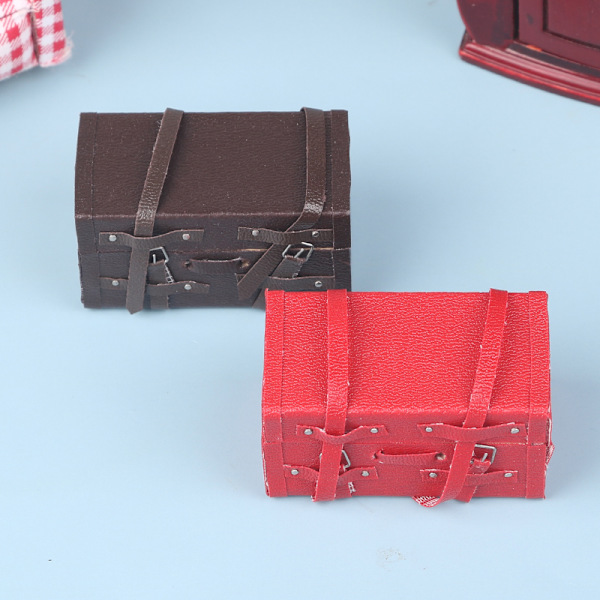 1:12 Dukkehus Miniature Vintage Kuffert Bagageboks Opbevaring B Brown