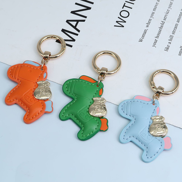 Läder Charms Bag Pendel Keychain Cartoon Horses Keyring e An Pink