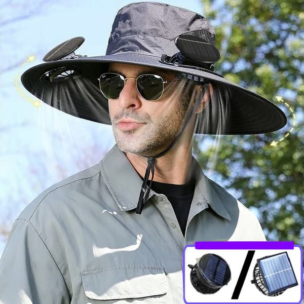 2026 Unisex Bredskygget Justerbar Solar Ventilatorhat J